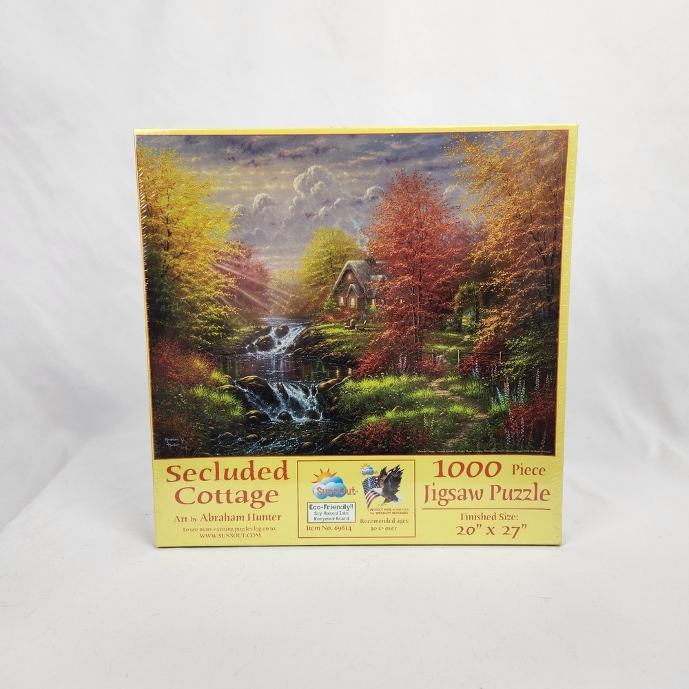 SunsOut "Secluded Cottage" Art by Abraham Hunter 1000 Pc Puzzle‎ 20" X 27" NEW